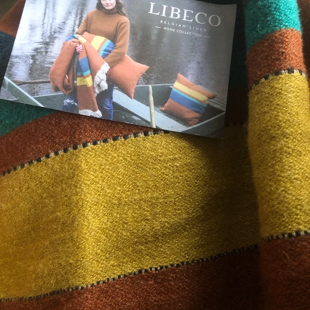 Libeco Redwood Stripe Throw 55 To 86 , Linen And Wool New